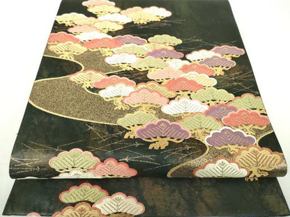 平和屋着物▼六通柄袋帯　唐織　松文　金糸　引箔　正絹　逸品　DABJ8296ps
