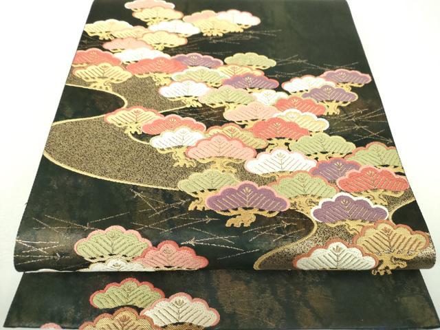 平和屋着物▼六通柄袋帯　唐織　松文　金糸　引箔　正絹　逸品　DABJ8296ps