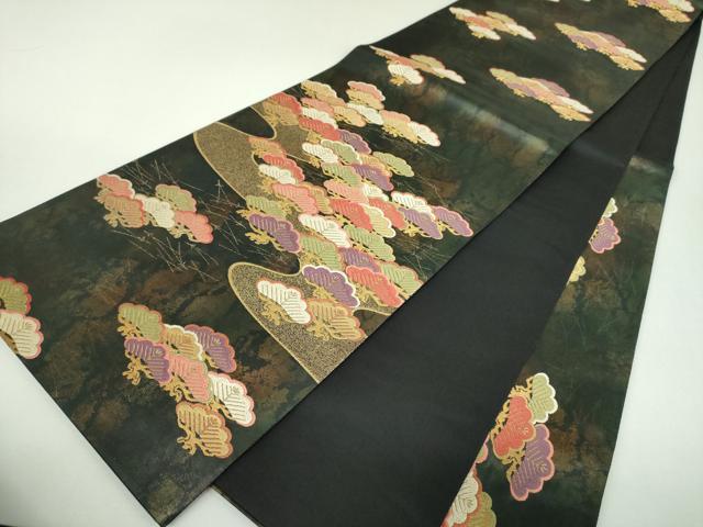 平和屋着物▼六通柄袋帯　唐織　松文　金糸　引箔　正絹　逸品　DABJ8296ps