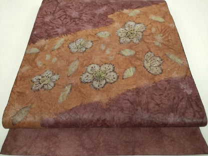 平和屋着物▼太鼓柄袋帯　紙布　舞桜　正絹　逸品　DABJ8314ps