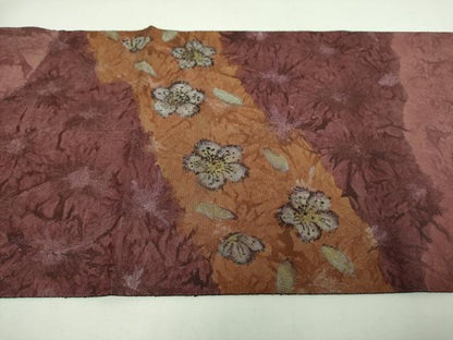 平和屋着物▼太鼓柄袋帯　紙布　舞桜　正絹　逸品　DABJ8314ps