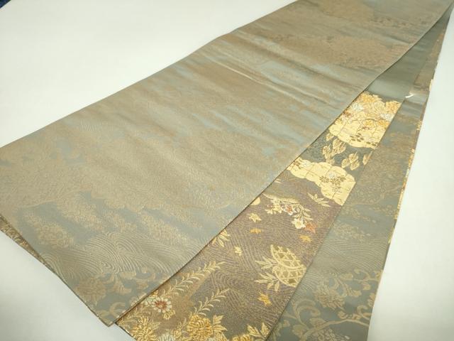 平和屋着物▼両面　六通柄袋帯　御所解柳橋文　金糸　正絹　逸品　DABJ8320ps