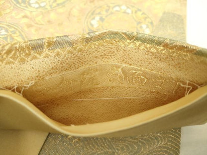 平和屋着物▼六通柄袋帯　正倉院扇面文　金糸　正絹　逸品　DABJ8324ps