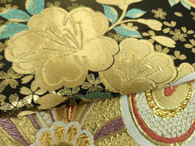 平和屋着物▼六通柄袋帯　舞花文　金糸　正絹　逸品　DABJ8333ps