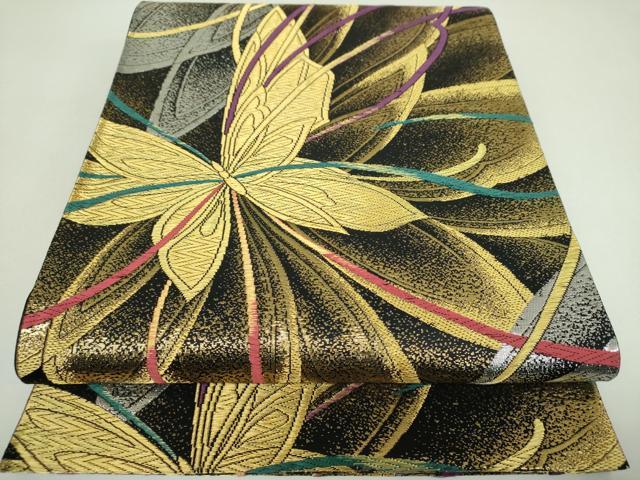 平和屋着物▼六通柄袋帯　舞蝶文　金銀糸　正絹　逸品　DABJ8335ps
