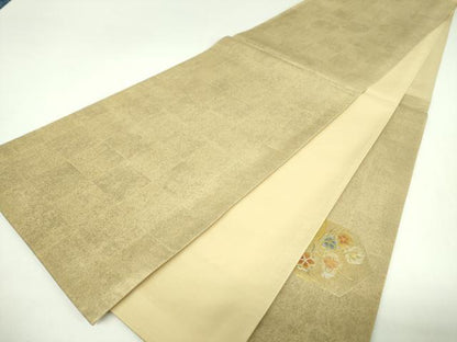 平和屋着物▼中国三大刺繍　スワトウ刺繍　汕頭刺繍　太鼓柄袋帯　亀甲花文　金銀彩　引箔　正絹　逸品　DABJ8340ps