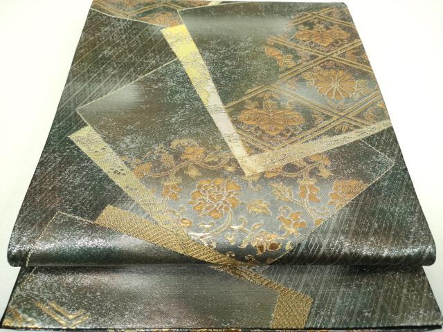 平和屋着物▼六通柄袋帯　色紙重ね花文　金銀糸　引箔　正絹　逸品　DABJ8348ps