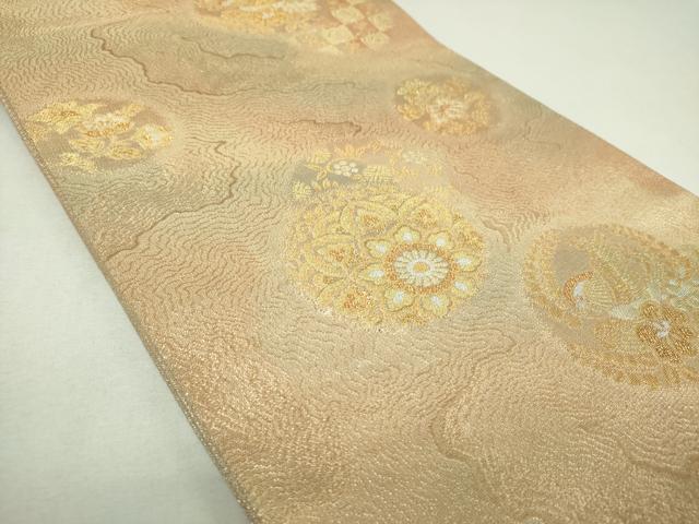 平和屋着物▼六通柄袋帯　作家物　正倉院金綴　花鳥文　金銀糸　正絹　逸品　DABJ8349ps