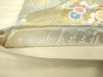 平和屋着物▼六通柄袋帯　唐織　瑞鳳桧扇散文様　金銀糸　正絹　逸品　DABJ8355ps