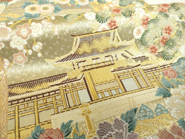 平和屋着物▼六通柄袋帯　唐織　風景花鳥屏風　金銀糸　正絹　逸品　DABJ8356ps