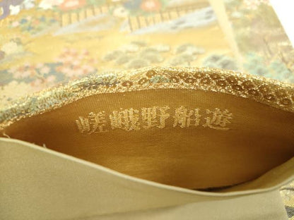 平和屋着物▼六通柄袋帯　嵯峨野船遊　金糸　正絹　逸品　DABJ8362ps