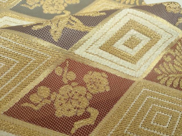 平和屋着物▼極上　両面　全通柄袋帯　金飾彩　モール　松竹梅　金糸　正絹　逸品　DABJ8386ps