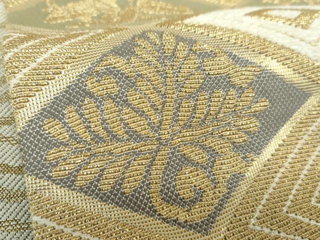 平和屋着物▼極上　両面　全通柄袋帯　金飾彩　モール　松竹梅　金糸　正絹　逸品　DABJ8386ps