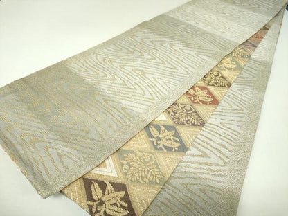 平和屋着物▼極上　両面　全通柄袋帯　金飾彩　モール　松竹梅　金糸　正絹　逸品　DABJ8386ps