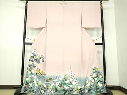 平和屋着物●人間国宝　羽田登喜男　TOKIOetTOKI　色留袖　鴛鴦花文　暈し染め　金銀彩　正絹　逸品　DABJ8392ps