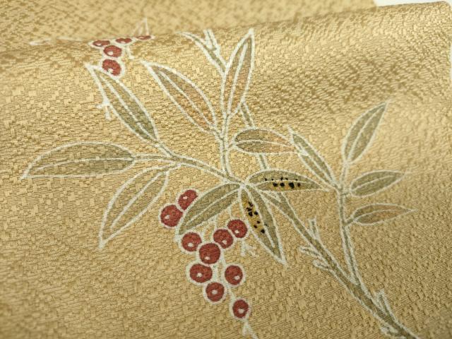平和屋着物●京加賀友禅　百貫達雄監修　色無地　霞地紋　榛色　正絹　逸品　未使用　DABJ8393ps