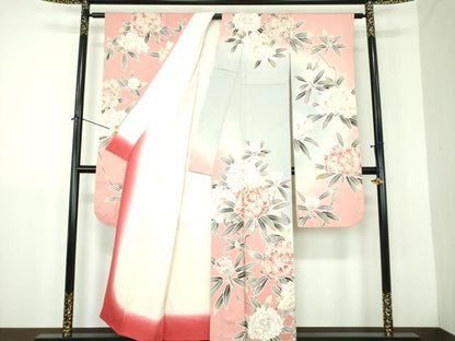 平和屋着物●豪華振袖　作家物　枝花文　暈し染め　金彩　正絹　逸品　DABJ8395ps