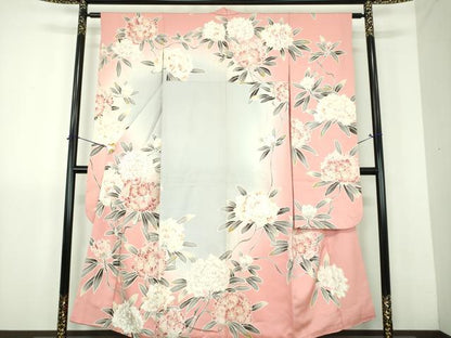平和屋着物●豪華振袖　作家物　枝花文　暈し染め　金彩　正絹　逸品　DABJ8395ps