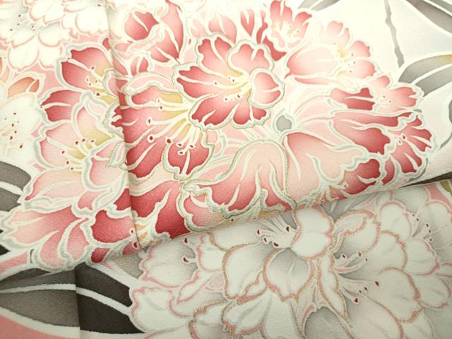 平和屋着物●豪華振袖　作家物　枝花文　暈し染め　金彩　正絹　逸品　DABJ8395ps