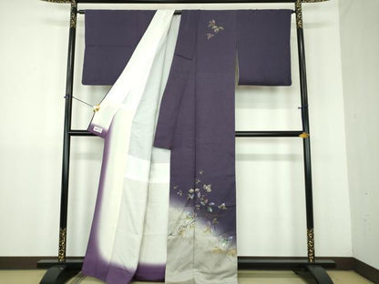 平和屋着物●和紙染染色作家・植村彩弘　訪問着　枝花文　暈し染め　金彩　やまと誂製　正絹　逸品　DABJ8396ps