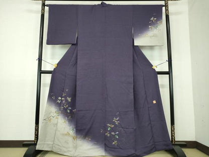 平和屋着物●和紙染染色作家・植村彩弘　訪問着　枝花文　暈し染め　金彩　やまと誂製　正絹　逸品　DABJ8396ps