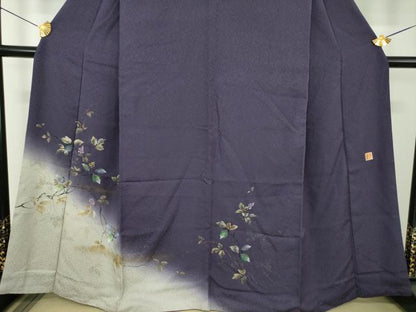 平和屋着物●和紙染染色作家・植村彩弘　訪問着　枝花文　暈し染め　金彩　やまと誂製　正絹　逸品　DABJ8396ps
