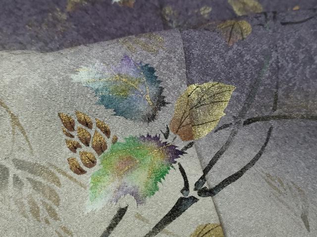 平和屋着物●和紙染染色作家・植村彩弘　訪問着　枝花文　暈し染め　金彩　やまと誂製　正絹　逸品　DABJ8396ps