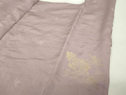 平和屋着物●訪問着　寿光織　枝垂れ桜　風景文　金糸　正絹　逸品　DABJ8397ps