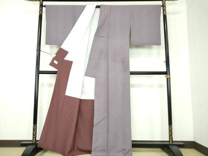平和屋着物●洗える最高級着物　＜英＞はなぶさ謹製　小紋　変わり縞　逸品　DABJ8403ps