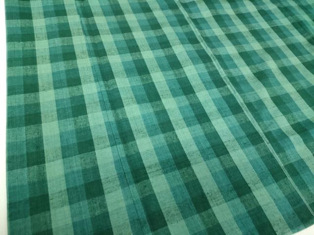 平和屋着物●上質な紬　格子　正絹　逸品　DABJ8409ps