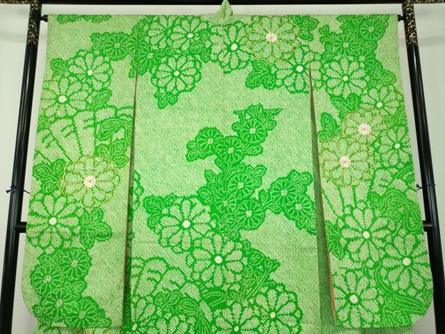 平和屋着物●豪華振袖　総絞り　駒刺繍　菊文　正絹　逸品　DABJ8411ps