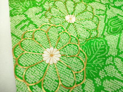 平和屋着物●豪華振袖　総絞り　駒刺繍　菊文　正絹　逸品　DABJ8411ps