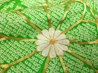 平和屋着物●豪華振袖　総絞り　駒刺繍　菊文　正絹　逸品　DABJ8411ps