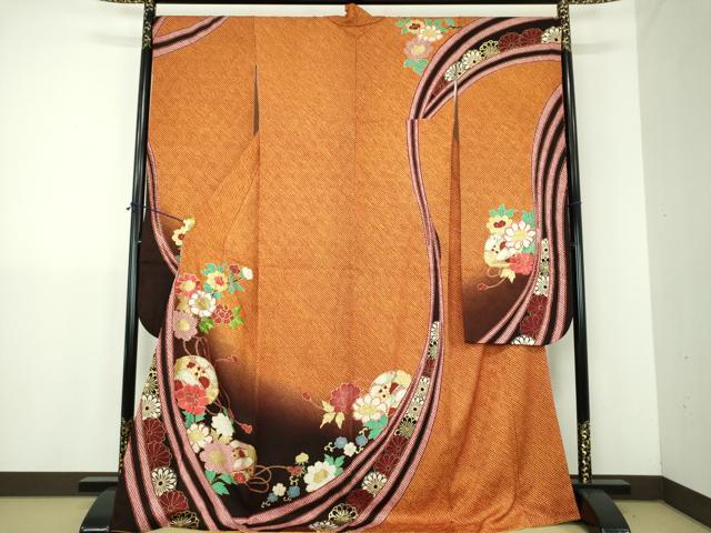 平和屋着物●豪華振袖　総絞り　駒刺繍　花手毬　金彩　正絹　逸品　DABJ8412ps