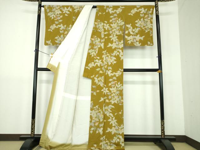 平和屋着物●上質な小紋　南天文　鬼しぼ縮緬　正絹　逸品　未使用　DABJ8417ps