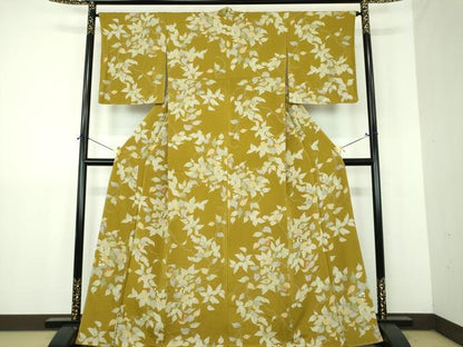 平和屋着物●上質な小紋　南天文　鬼しぼ縮緬　正絹　逸品　未使用　DABJ8417ps