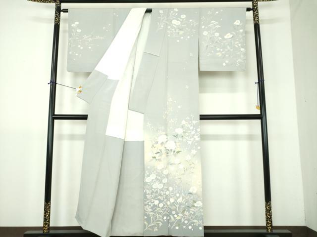 平和屋着物●訪問着　友禅　作家物　草花文　暈し染め　正絹　逸品　DABJ8420ps