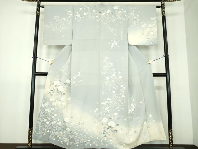 平和屋着物●訪問着　友禅　作家物　草花文　暈し染め　正絹　逸品　DABJ8420ps