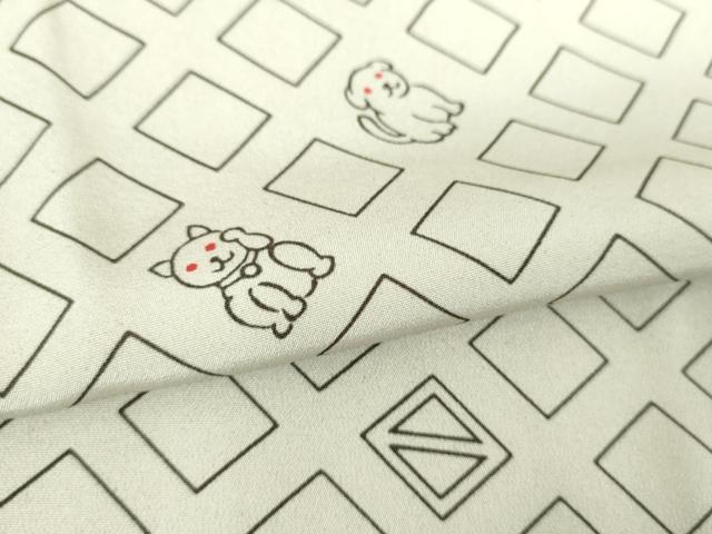 平和屋着物●上質な長襦袢　無双仕立て　招き猫　犬　正絹　逸品　DABJ8424ps