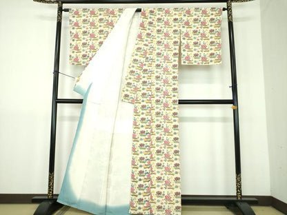 平和屋着物●上質な小紋　型染　飾花文　正絹　逸品　DABJ8430ps