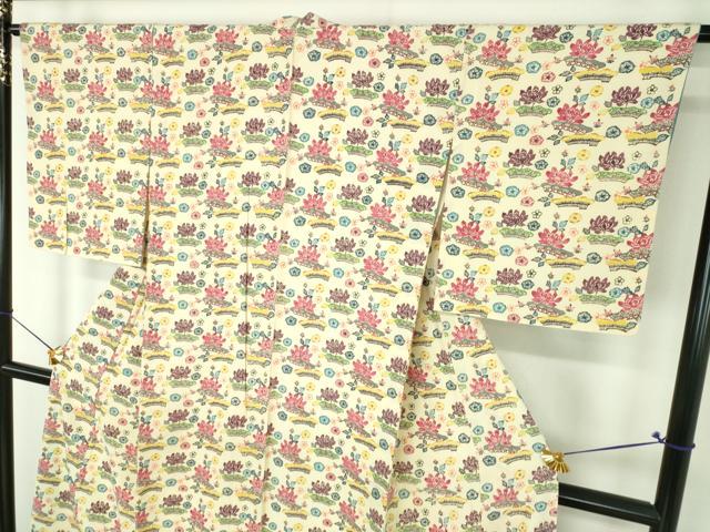 平和屋着物●上質な小紋　型染　飾花文　正絹　逸品　DABJ8430ps