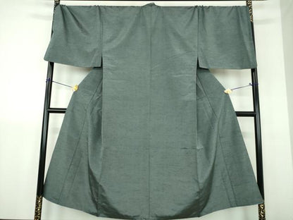 平和屋着物●男性　紬　色無地　鉄御納戸色　正絹　逸品　DABJ8431ps