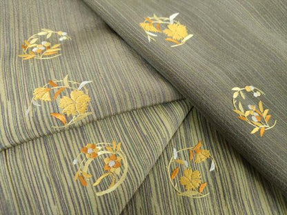 平和屋着物●訪問着　総刺繍　花丸文　暈し染め　反端付き　正絹　逸品　未使用　DABJ8433ps