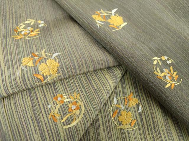平和屋着物●訪問着　総刺繍　花丸文　暈し染め　反端付き　正絹　逸品　未使用　DABJ8433ps
