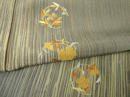 平和屋着物●訪問着　総刺繍　花丸文　暈し染め　反端付き　正絹　逸品　未使用　DABJ8433ps