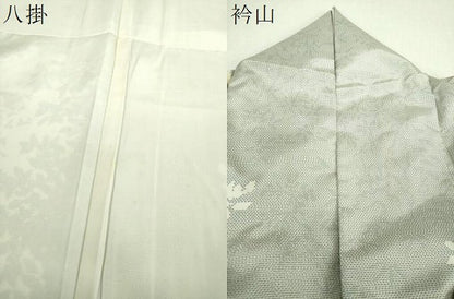平和屋着物●本場大島紬　白大島　9マルキ　草葉シルエット　正絹　逸品　DABJ8437ps