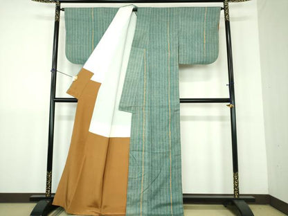 平和屋着物●上質な紬　杢目絞り　間道　松坂屋扱い　正絹　逸品　DABJ8438ps