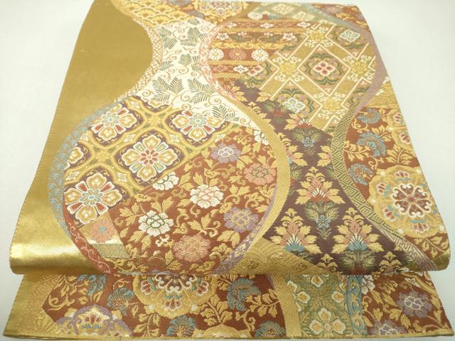 平和屋着物▼六通柄袋帯　唐織　逸品の綾　金糸　正絹　逸品　DABJ8446ps