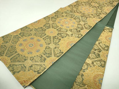 平和屋着物▼六通柄袋帯　花丸文　金糸　正絹　逸品　DABJ8453ps