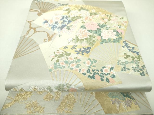 平和屋着物▼六通柄袋帯　唐織　創作　笹岡秀水　琳派写　金銀糸　正絹　逸品　DABJ8458ps